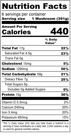 Portobellos Stuffed w/Artichoke Spinach Risotto Nutrition Facts