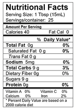 Cranberry-Pear White Balsamic Nutrition Facts