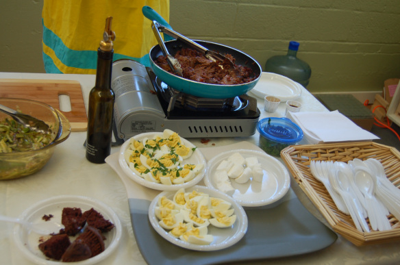 Braised lamb shanks, deviled eggs, chocolate cake and marshmallows served up at Monadnock Oil and Vinegar, LLC