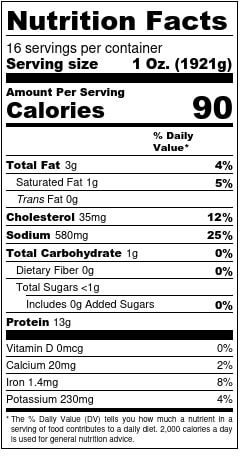 Balsamic Cured Beef Jerky Nutrition Facts