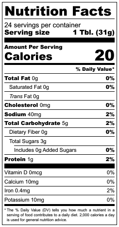 Balsamic Ketchup Nutrition Facts