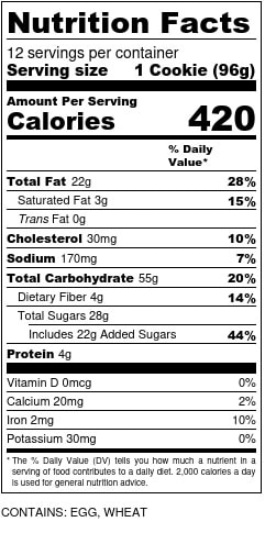 Oatmeal Cranberry Cookies Nutrition Facts