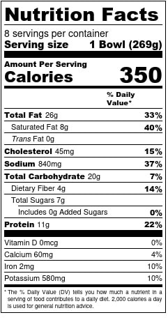 Chili Verde w/Sausage Nutrition Facts