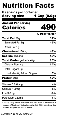 Corn & Shrimp Chowder Nutrition Facts