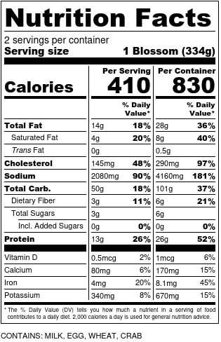 Crispy Crab Stuffed Squash Blossoms Nutrition Facts