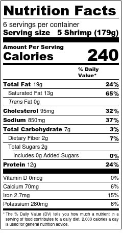 Curried Shrimp Nutrition Facts