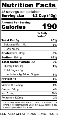 Fabulous Chex Mix! Nutrition Facts