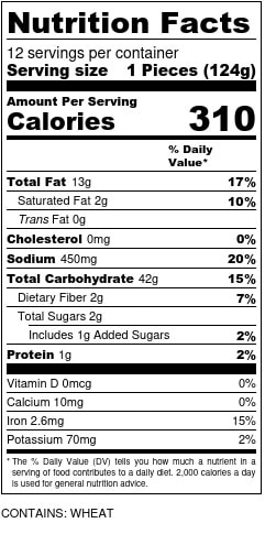 Herb Focaccia Nutrition Facts