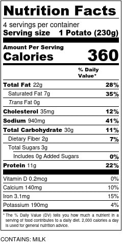 Loaded Potatoes Nutrition Facts