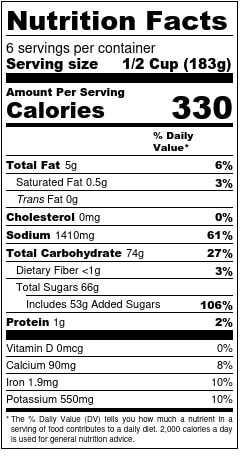 MOV BBQ Nutrition Facts