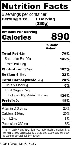 Olive Oil Gelato Nutrition Facts