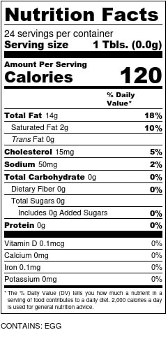Olive Oil Mayonnaise Nutrition Facts