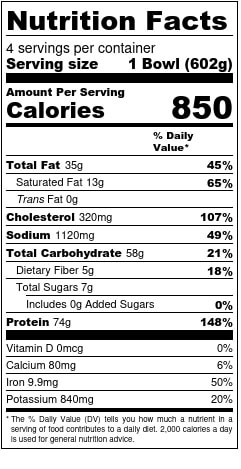 Oxtail Stew Nutrition Facts