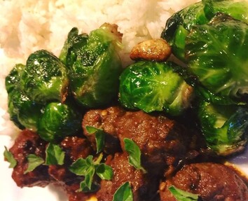Glazed Meatballs w/Brussel Sprouts  Picture