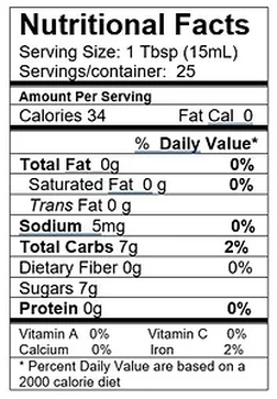 Cascadian Wild Raspberry White Balsamic Nutrition Facts