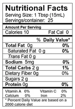 Jalapeño White Balsamic Nutrition Facts