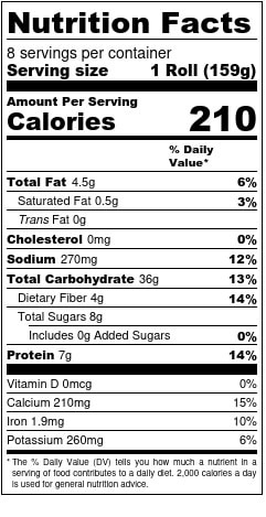 Rainbow Spring Rolls Nutrition Facts