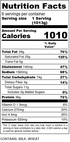 Rigatoni with Sausage Nutrition Facts