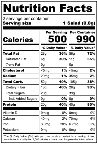 Roasted Delicata Squash Salad Nutrition Facts