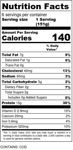 Rock Cod Ceviche Nutrition Facts