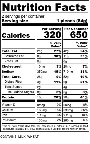 Rustic Pizza Nutrition Facts