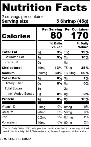 Shrimp Scampi Nutrition Facts