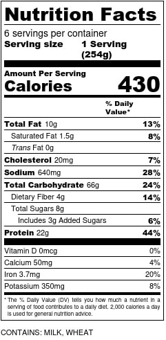 Thai Scallops and Noodles Nutrition Facts